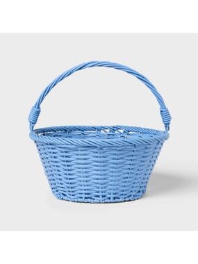 12" Easter Plastic Willow Basket Blue - Spritz